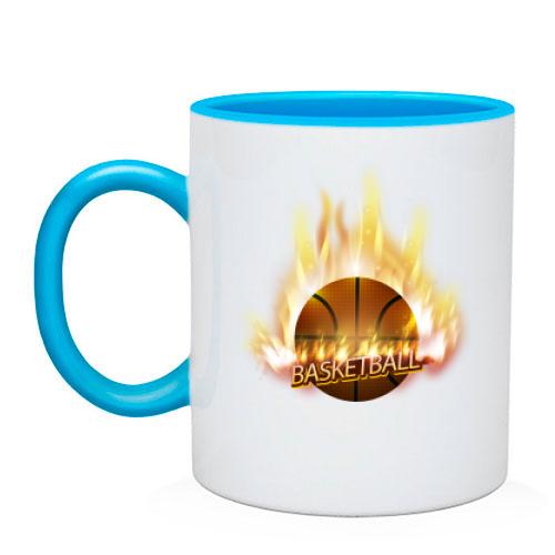 Чашка с баскетбольным мячом который горит