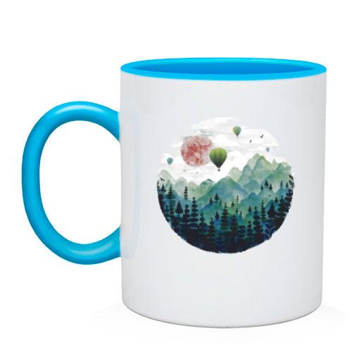 Чашка з гірським пейзажем