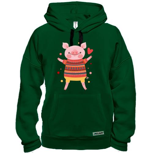 Толстовка зі свинкою в новорічному светрі