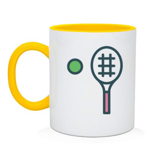 Чашка с ракеткой и теннисным мячом