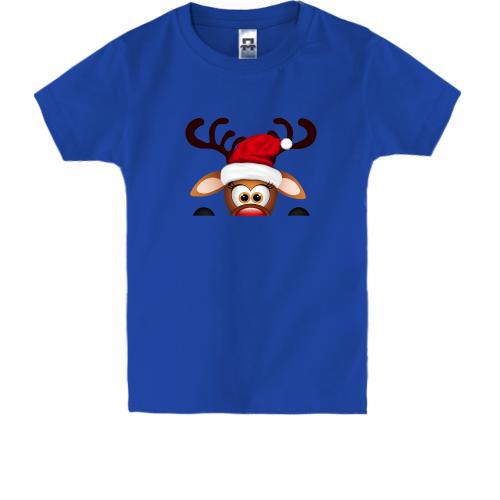 Детская футболка с выглядывающим оленем (2)