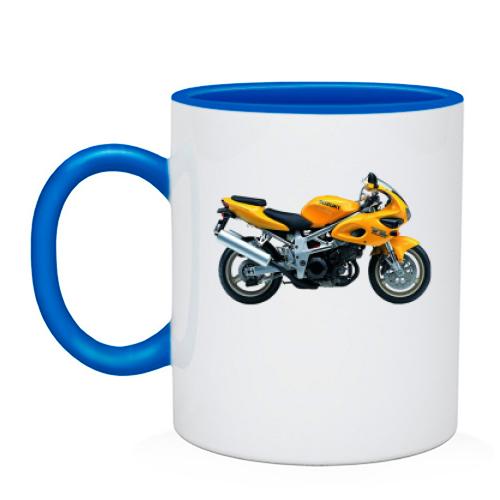 Чашка с желтым мотоциклом suzuki