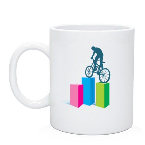 Чашка з велосипедистом на кубиках