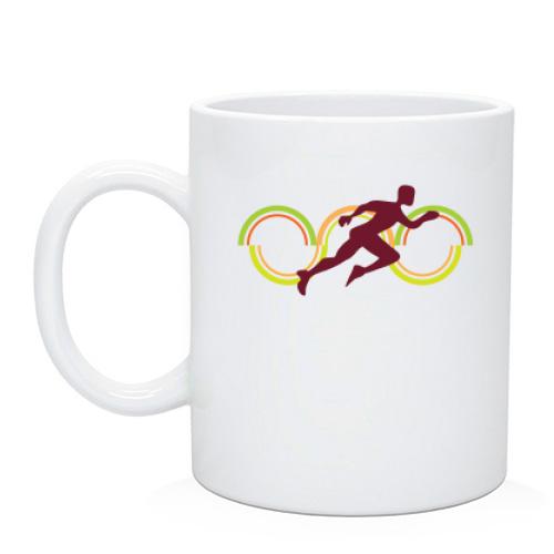 Чашка с бегуном и олимпийскими кольцами