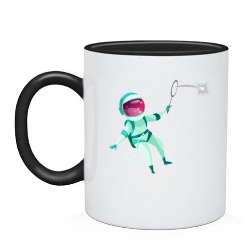 Чашка с космонавтом теннисистом