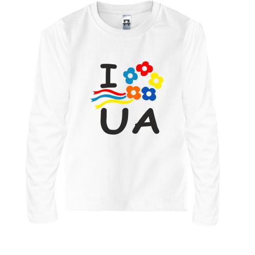 Детская футболка с длинным рукавом I love Ukraine с венком