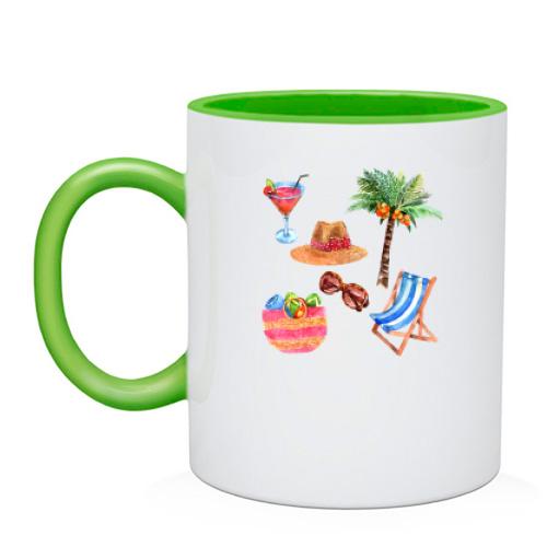 Чашка c предметами пляжного отдыха