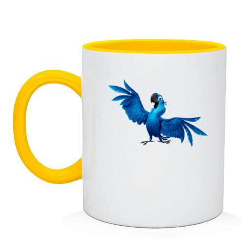 Чашка с синим попугаем из Рио