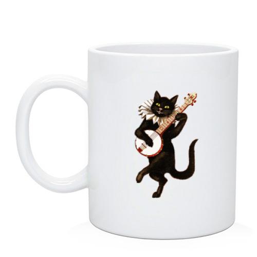 Чашка с черным котом и банджо