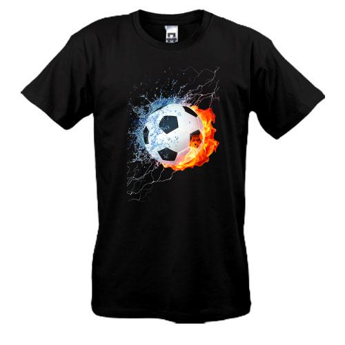 Футболка с мячом в огне и воде