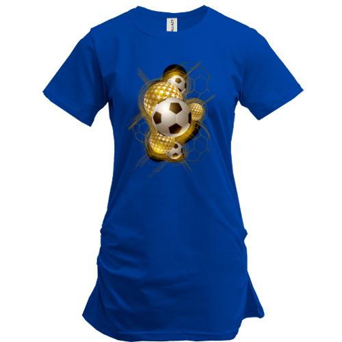 Подовжена футболка з золотими м'ячами
