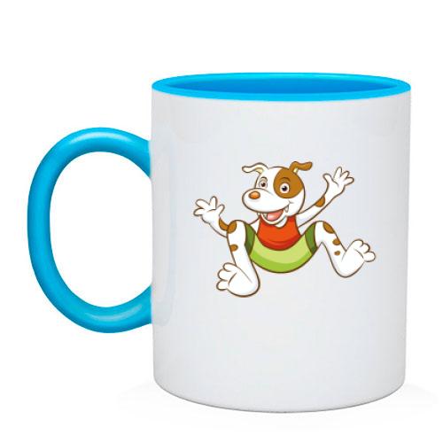 Чашка с радостной собакой