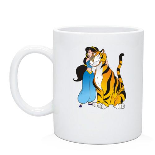 Чашка с принцессой Жасмин и тигром