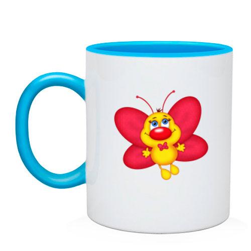 Чашка с желтой бабочкой