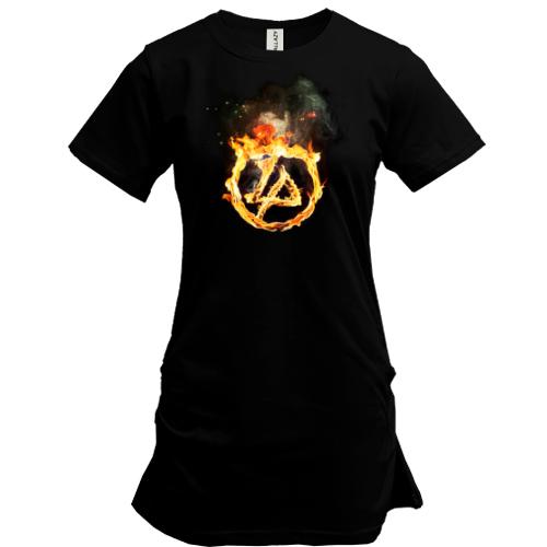 Подовжена футболка Linkin Park (вогняний логотип)