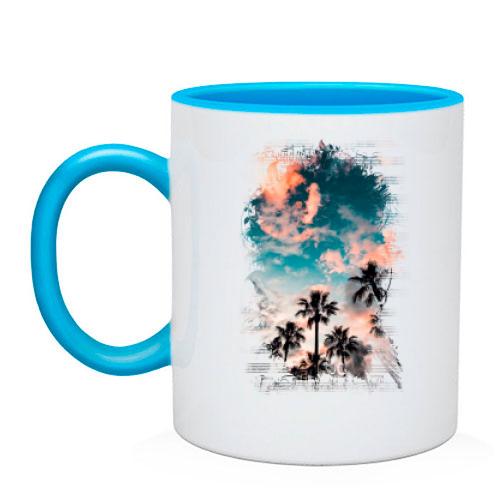 Чашка с пальмами и небом