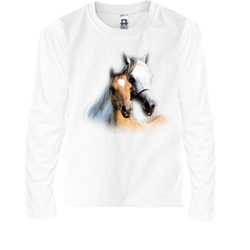 Детская футболка с длинным рукавом с парой лошадей