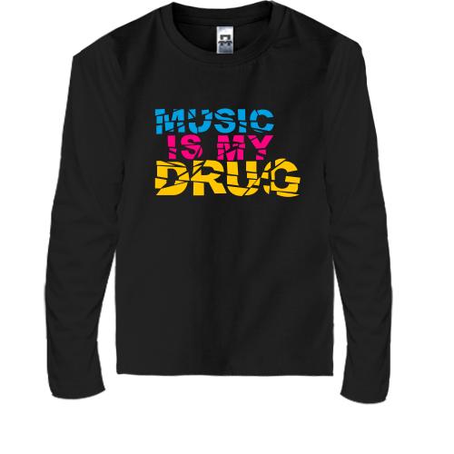 Детская футболка с длинным рукавом Music is my drug