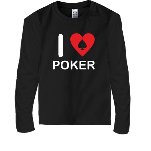 Детская футболка с длинным рукавом I love Poker