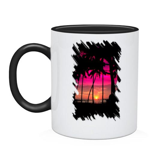 Чашка с пальмовым закатом