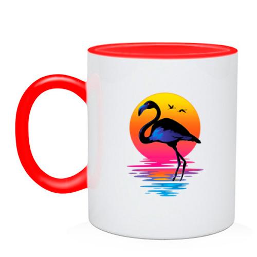 Чашка с черным фламинго