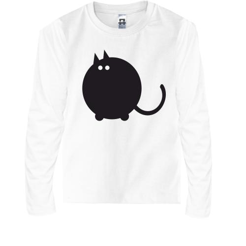 Детская футболка с длинным рукавом с толстым котом