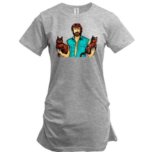 Подовжена футболка з Чаком Норрісом і котами