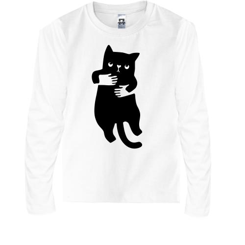 Детская футболка с длинным рукавом Кот в руках (2)