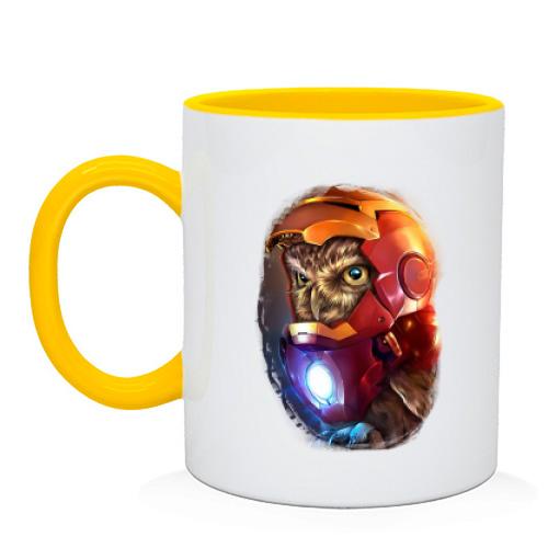 Чашка с совой в образе Железного Человека