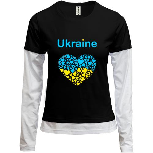 Лонгслив комби Ukraine - сердце