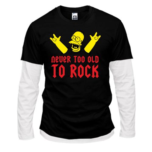 Комбинированный лонгслив Never too old to rock!