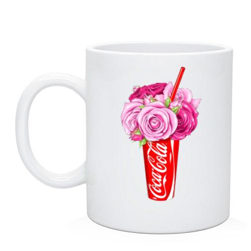 Чашка Coca-Cola с цветами