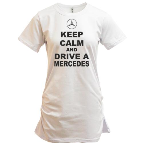 Подовжена футболка Keep calm and drive a Mercedes