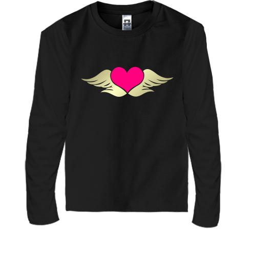 Детская футболка с длинным рукавом Сердце с крыльями