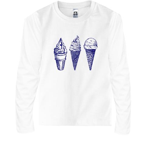 Детская футболка с длинным рукавом Ice cream граффити