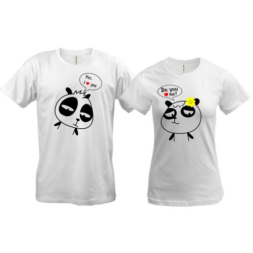 Парные футболки с пандами - Do you love me