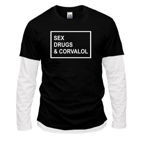 Лонгслив комби Sex drugs & corvalol