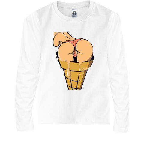 Детская футболка с длинным рукавом Девушка морожено