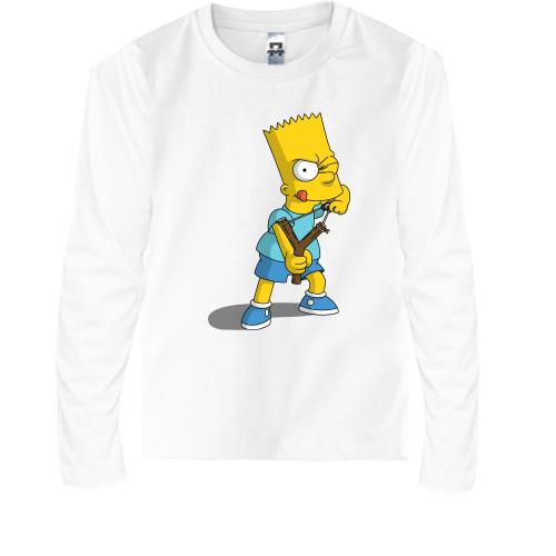 Детская футболка с длинным рукавом Барт Симпсон с рогаткой