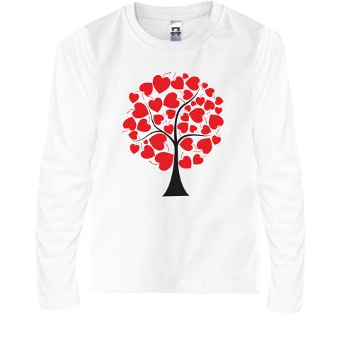 Детская футболка с длинным рукавом Дерево с сердечками 2