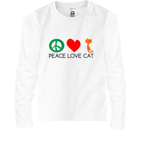 Детская футболка с длинным рукавом peace love cats