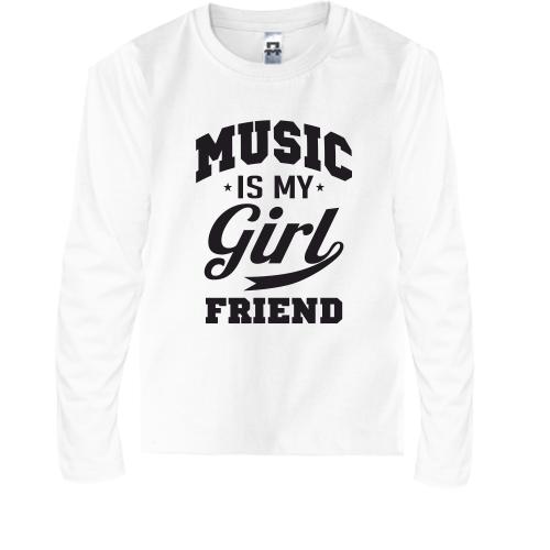 Детская футболка с длинным рукавом Music is my girlfriend