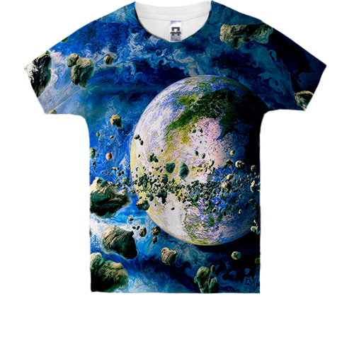 Детская 3D футболка с поясом астероидов