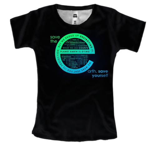 Женская 3D футболка Save the Earth