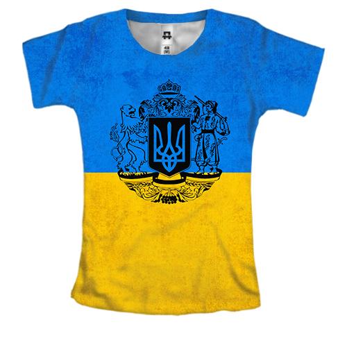 Женская 3D футболка с большим Гербом Украины
