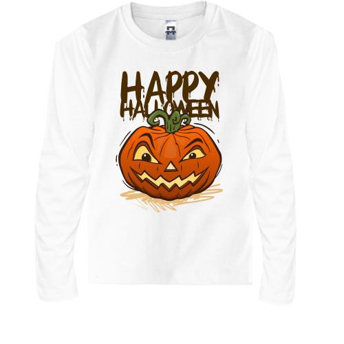 Детская футболка с длинным рукавом с надписью Happy Halloween