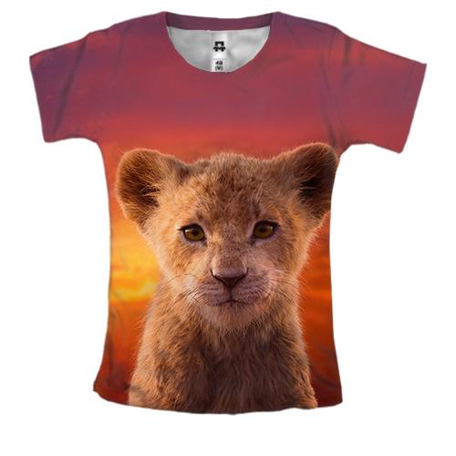 Женская 3D футболка Львенок на закате
