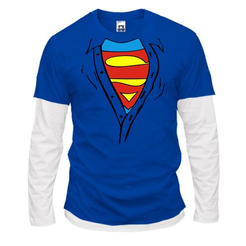Лонгслив комби с расстегнутой рубашкой Superman