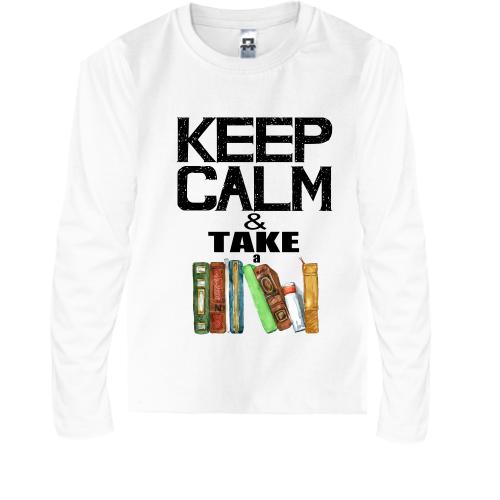 Детская футболка с длинным рукавом Keep calm & take book
