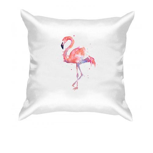 Подушка с акварельным фламинго
